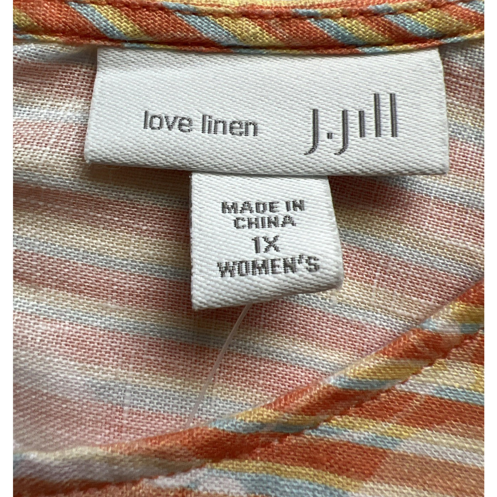 NWT J. Jill Love Linen Tunic Top Women 1X Floral Sunset Blouse 3/4 Sleeves Linen - Picture 4 of 11